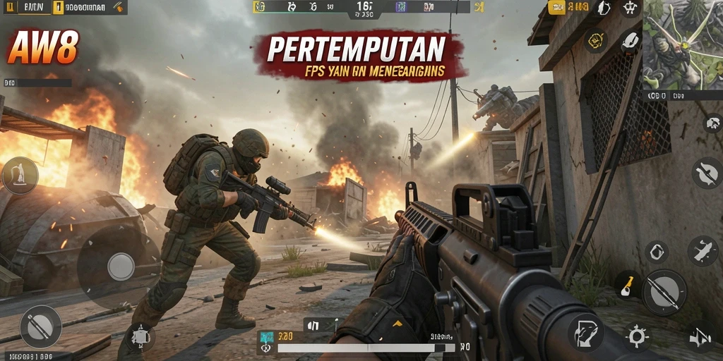 Gameplay seru dengan aksi tembak-menembak yang mendebarkan di AW8.
