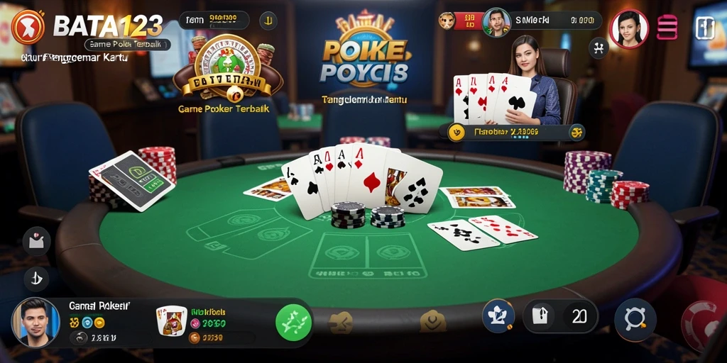 Gameplay BATA123 menampilkan suasana poker yang menegangkan dan seru.