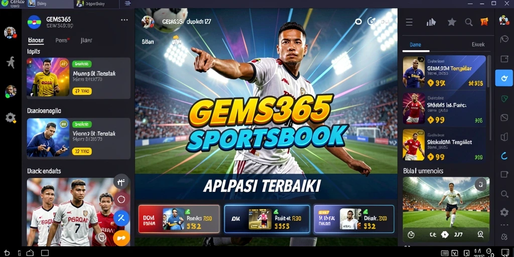 Tampilan utama GEMS365 menampilkan opsi taruhan olahraga dengan jelas.