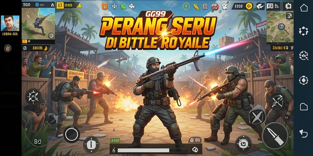 Tangkapan layar menunjukkan aksi Battle Royale yang mendebarkan.