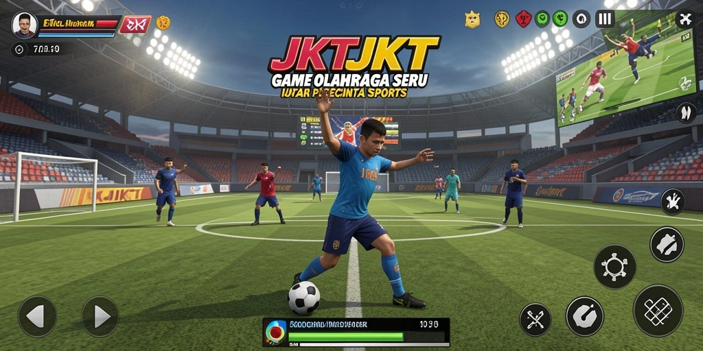 Screenshot gameplay JKTJKT menampilkan aksi olahraga yang mendebarkan.