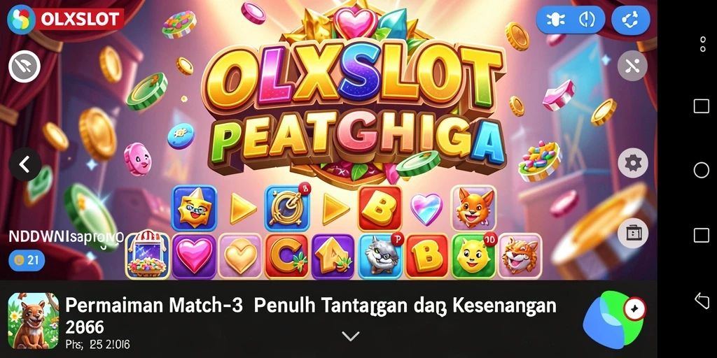 Tangkapan layar gameplay OLXSLOT dengan simbol warna-warni yang menantang.