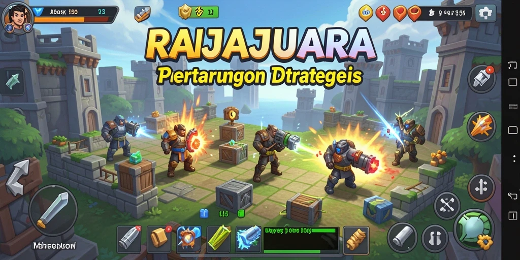 Gameplay seru RAJAJUARA dengan menara dan musuh yang menantang.