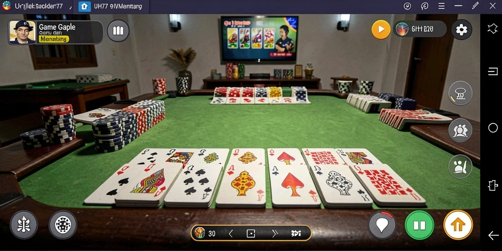 Tampilan menarik dari gameplay Gaple di UH77.