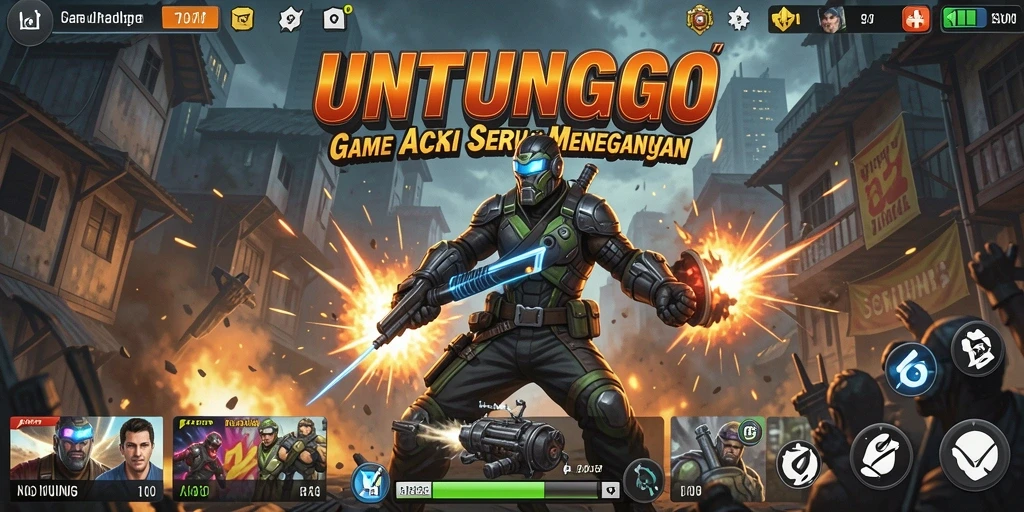 Tampilan aksi seru dalam gameplay UNTUNGGO dengan grafis menawan.
