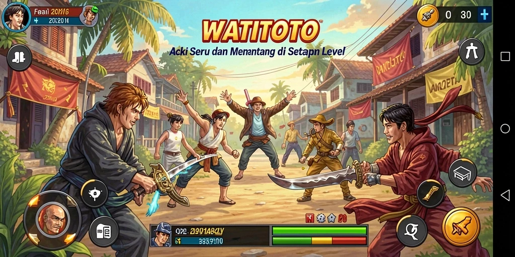 Screenshot gameplay WATITOTO yang menunjukkan aksi mendebarkan.